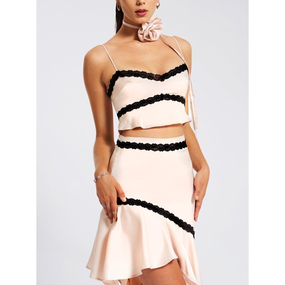Victoria Beige Satin Skirt